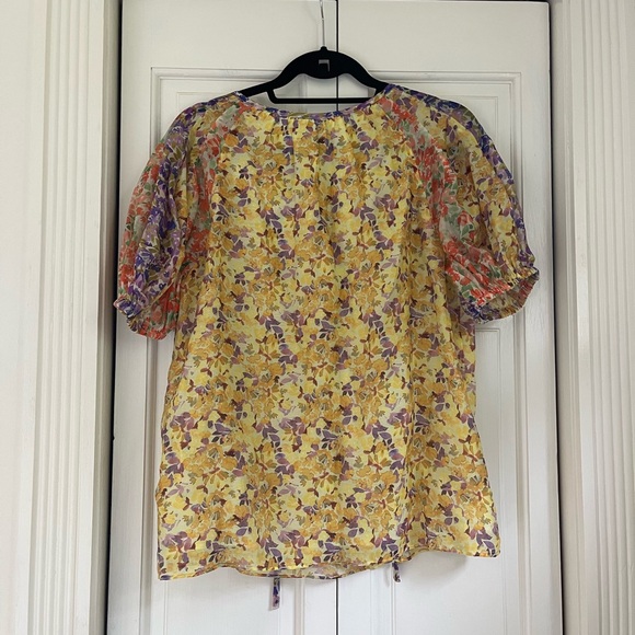 Anthropologie x Current Air floral watercolor print blouse size small romantic - Picture 12 of 17